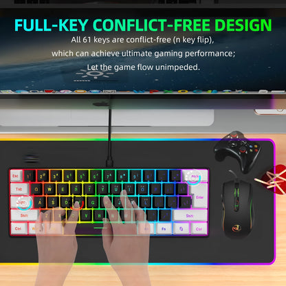 V700WB A869 black and white gaming keyboard and mouse combo with backlight on a desk