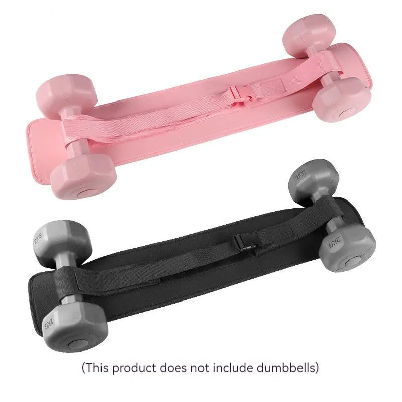 Black or pink weight-bearing hip bridge auxiliary strap fitness belt for lumbar support during dumbbell exercises