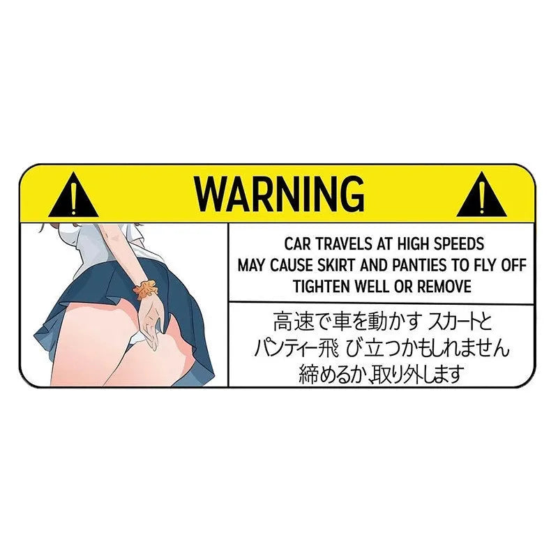 13cm humorous comic design car warning sticker on a vehicle bumper.