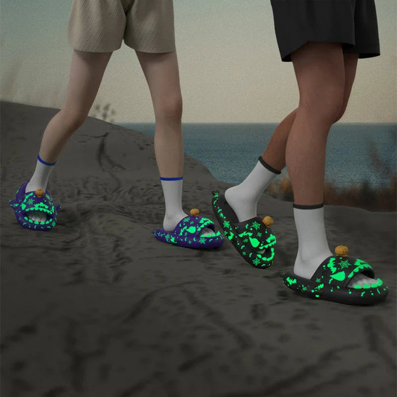 Cozy and quirky luminous shark slippers for couples, available in a variety of vibrant colors.