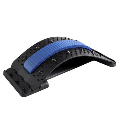 Adjustable back stretcher massager with multiple massage heads for lumbar spine pain relief