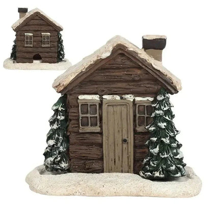 Rustic log cabin incense burner with intricate details, filling the air with soothing aromas