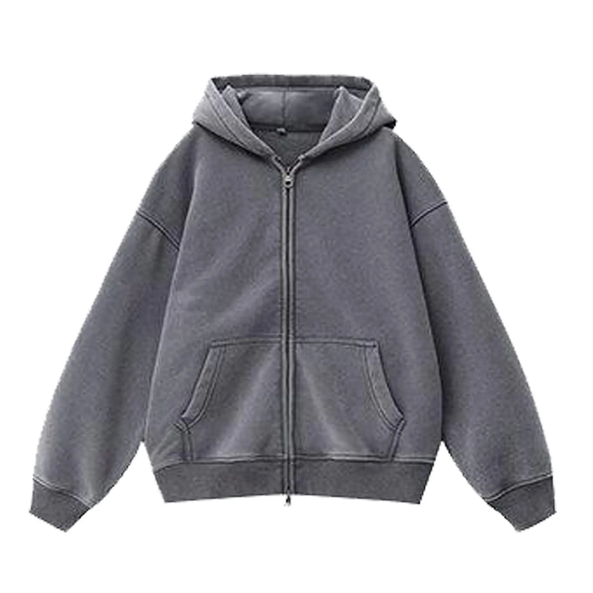 Women's distressed colour fleece-lined hooded cardigan sweater with patch pockets