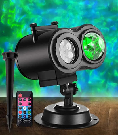 Outdoor waterproof double tube animated watermark LED light with IP65 rating for garden use.