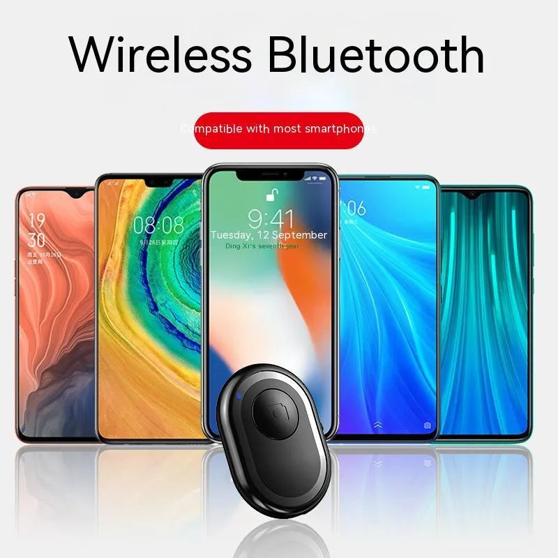 Black wireless Bluetooth remote control for cameras with tripod mount thread