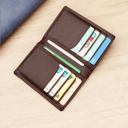 Men's black and brown genuine leather credit card holder with urban simplicity design