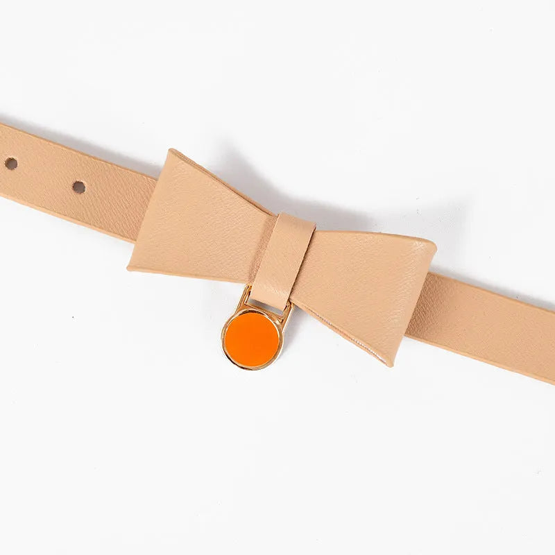 Brown leather cat collar shown on a white background.
