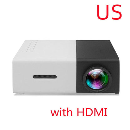 Compact 1080p HD home cinema projector with versatile connectivity and adjustable display settings