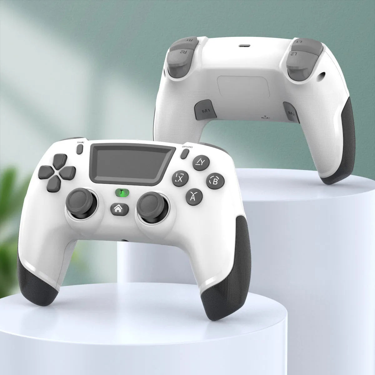 Fruit green wireless Bluetooth gamepad controller for PC, PlayStation, mobile phones and Nintendo Switch.