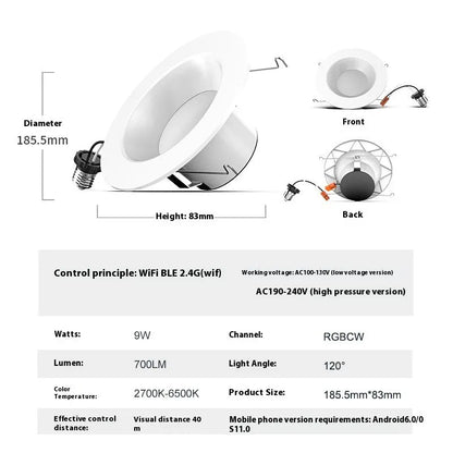Smart WiFi Bluetooth RGBW colour changing ceiling lamp with American E26 base.