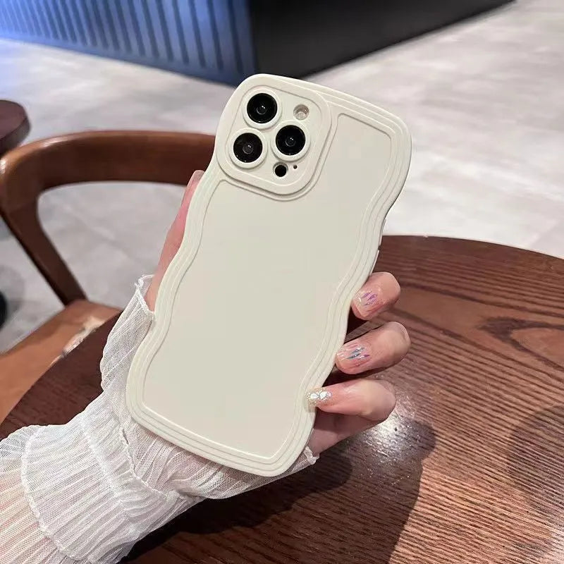 TPU iPhone case with wave pattern in white, black, rose red, or green, for iPhone 11-15 models