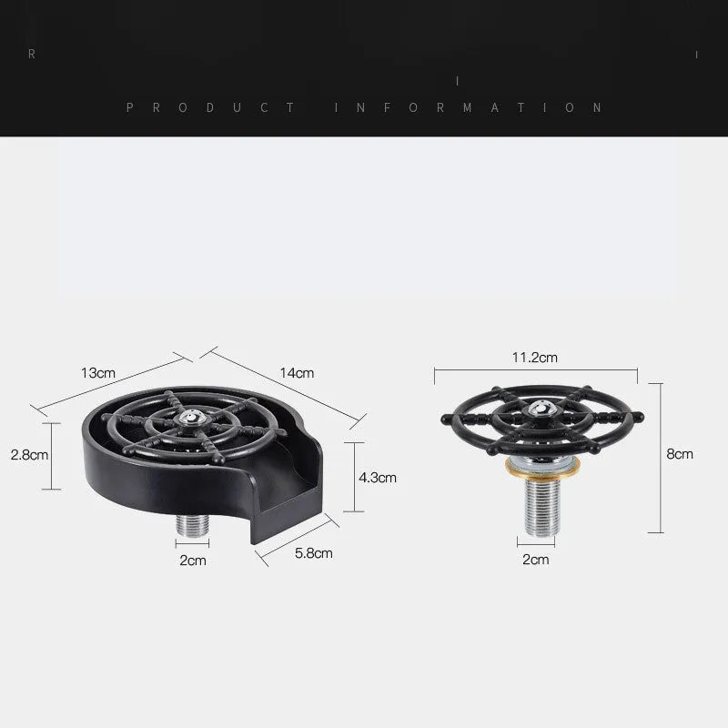 Automatic cup washer faucet with high-pressure spray nozzle for bar and kitchen counters.