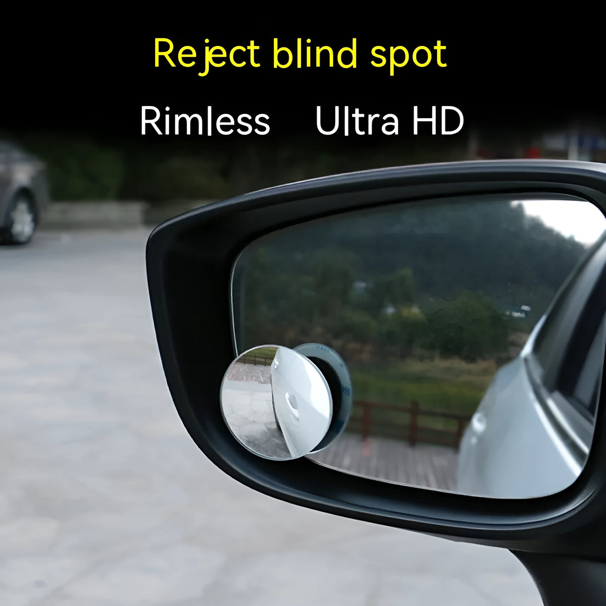 Two silver 5cm convex car blind spot mirrors with adjustable mounting