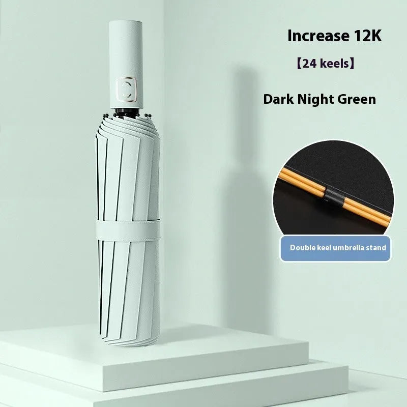 Triple folding umbrella made from NC fabric with a 10-bone frame and 190T cloth density, this manual open plus-sized UV-proof rain umbrella provides coverage for multiple people with its modern simple design in eight colour options