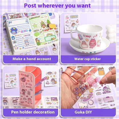 Sticker Goo card notebook with children's stickers in five colourful theme designs