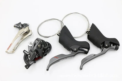 Road bike 11-speed transmission kit with aluminium alloy derailleurs and inner cable routing shifter
