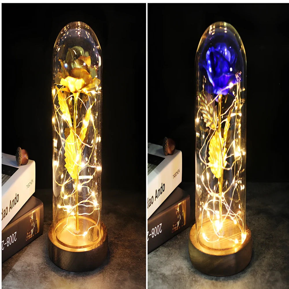 Little Prince Rose Glass Cover with 20cm diameter dome protecting plastic flower arrangement