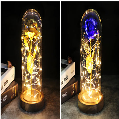 Little Prince Rose Glass Cover with 20cm diameter dome protecting plastic flower arrangement