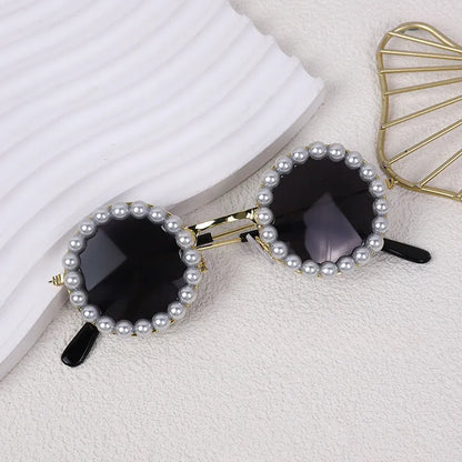 Pearl-trimmed round sunglasses for cats and dogs in five colour options