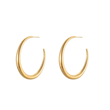 Titanium steel geometric round hoop earrings with 18K gold plating available in large and small sizes