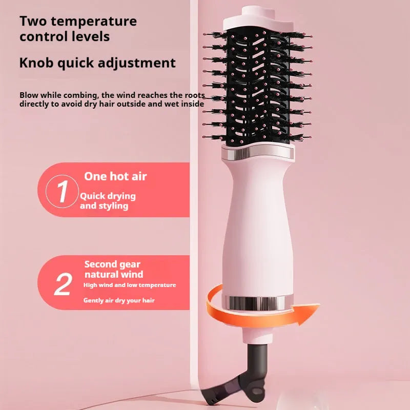 Pink multifunctional hair dryer with integrated comb attachment, model YZM-8015