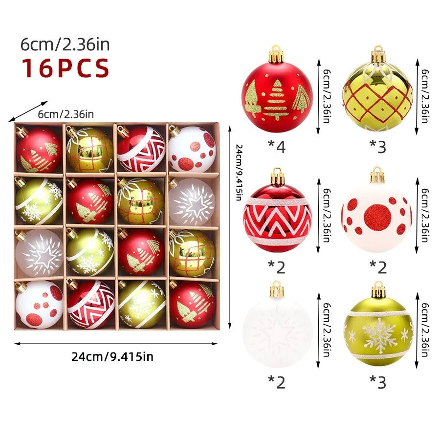 Christmas decoration pendant set with electroplated balls and painted gifts in cowhide presentation box