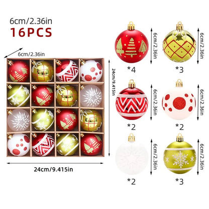 Christmas decoration pendant set with electroplated balls and painted gifts in cowhide presentation box