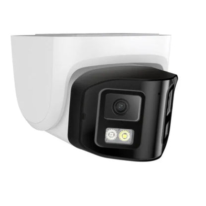 4MP dual-lens IP security camera with panoramic viewing and IP66 waterproof rating