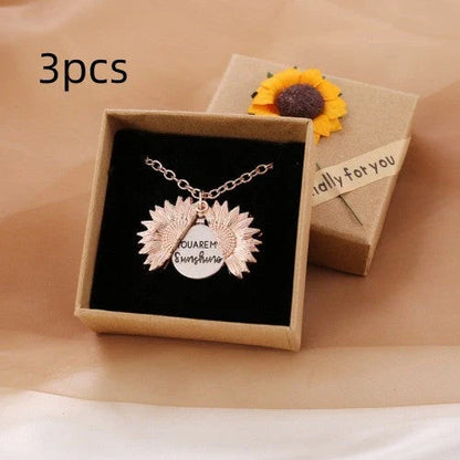 A stunning sunflower pendant necklace with an adjustable chain, crafted from high-quality materials for a radiant and versatile accessory.