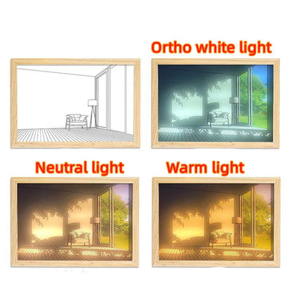 Customizable illuminated picture frame with adjustable LED lighting for home decor