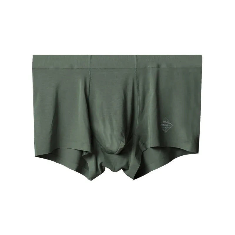 Men's solid colour seamless modal underwear in mid-waist style on a white background.