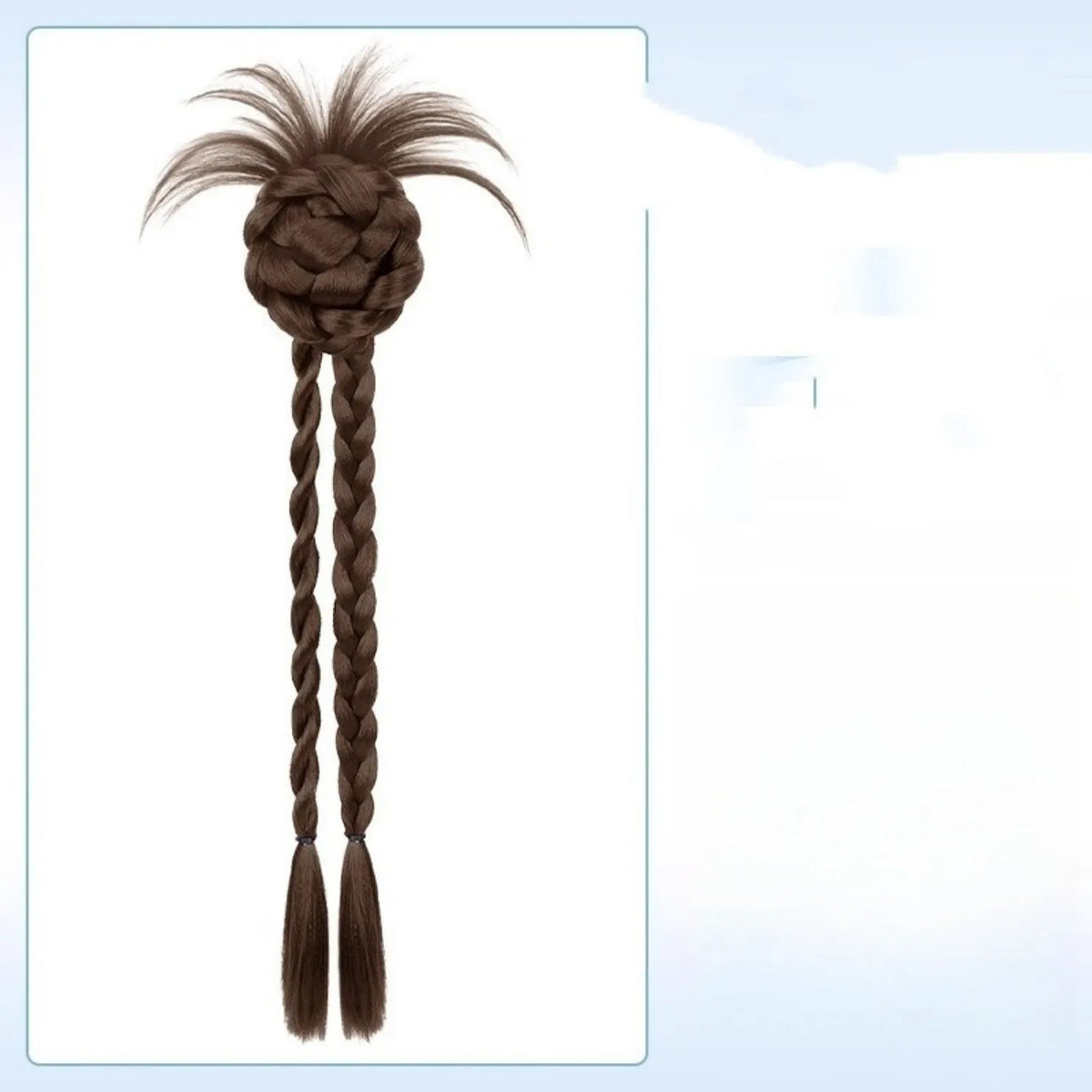 Children's high temperature silk braided ponytail wig in brown black colour
