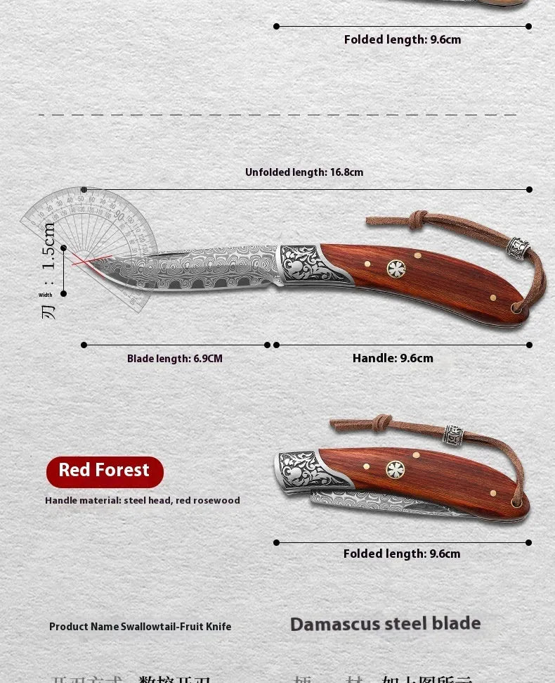 VG10 stainless steel folding portable outdoor knife showing folding mechanism