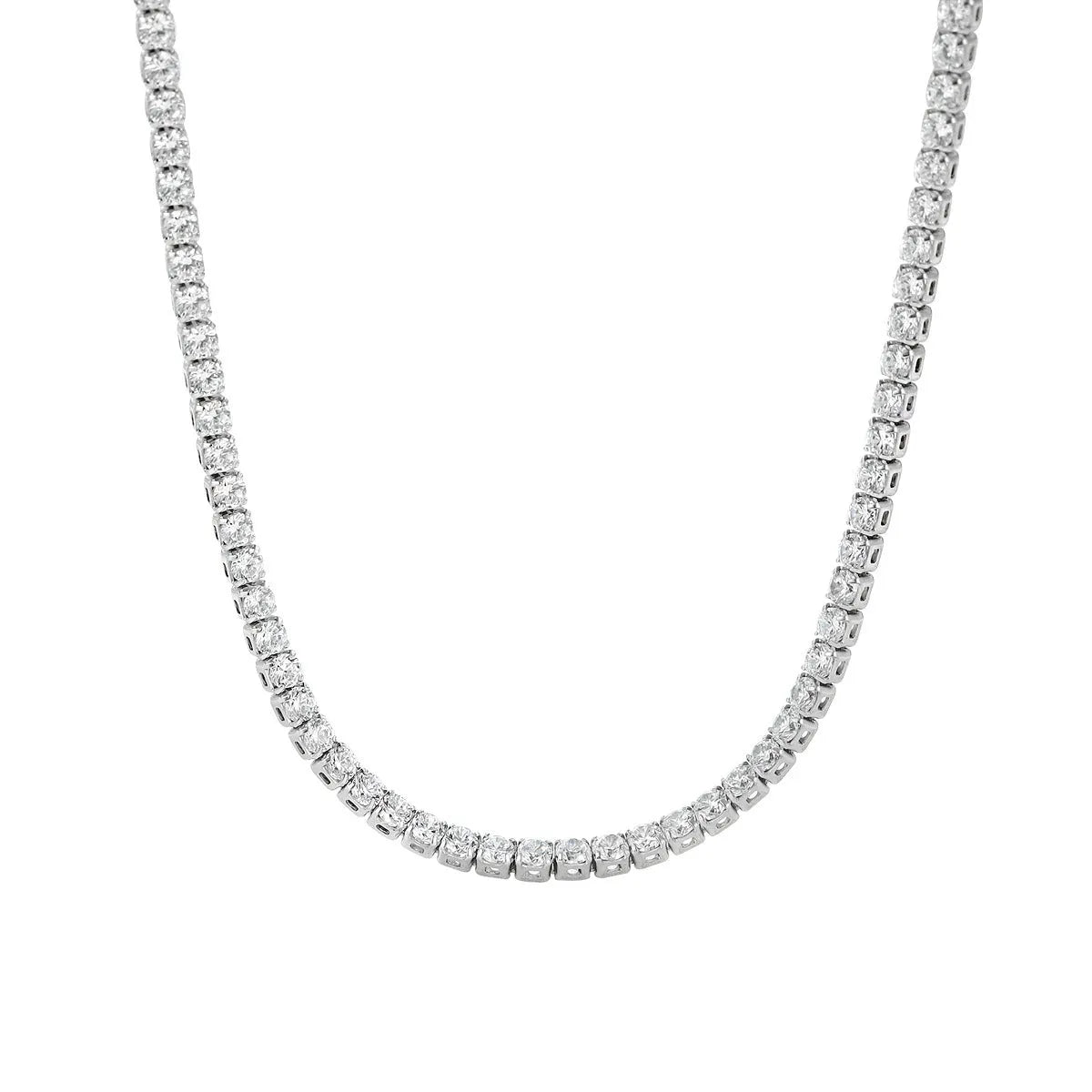 Women's 925 sterling silver necklace with diamond cut round elements in silver colour