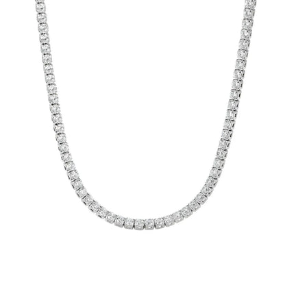 Women's 925 sterling silver necklace with diamond cut round elements in silver colour