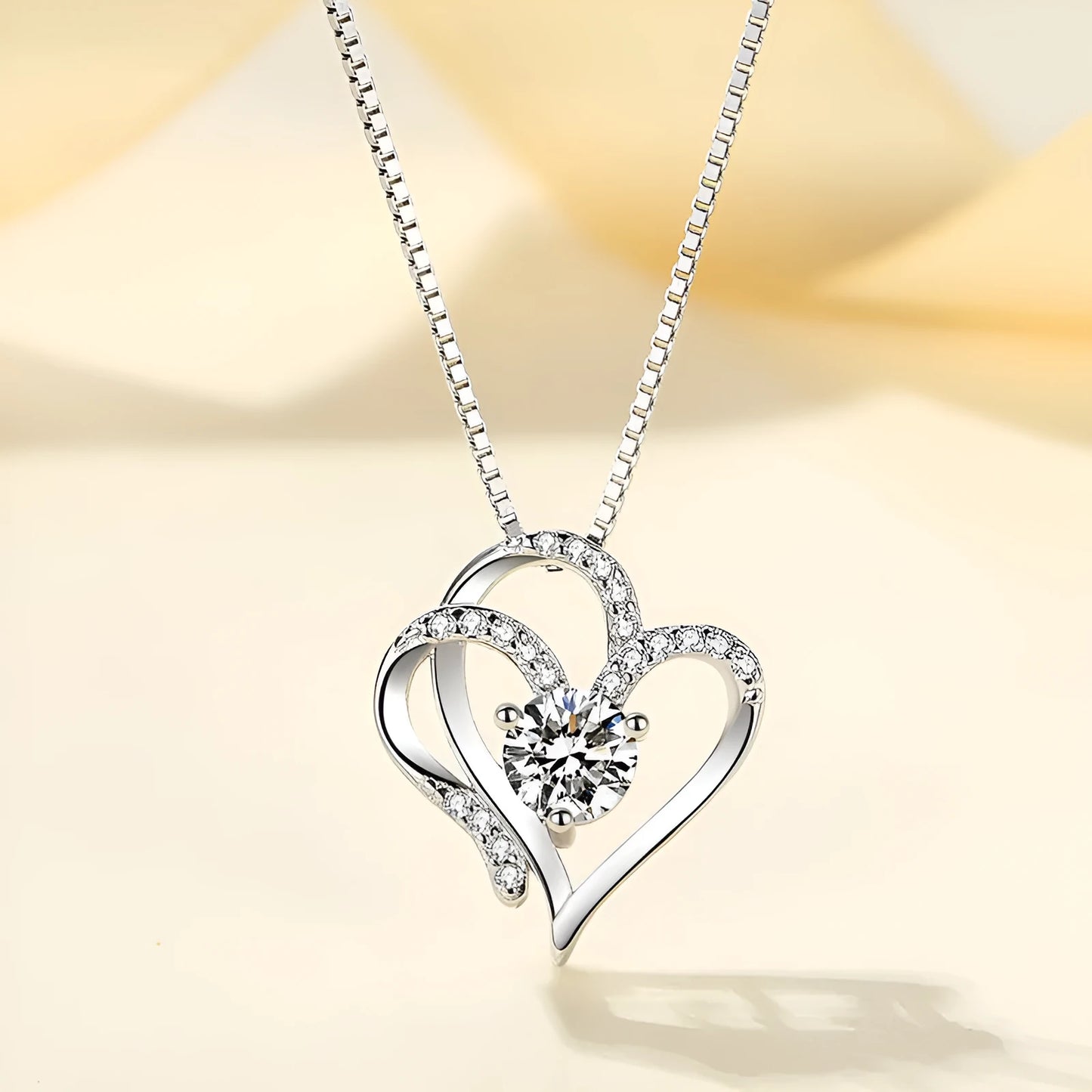 Women's simple heart-shaped 925 silver necklace with gold-tone plating options.