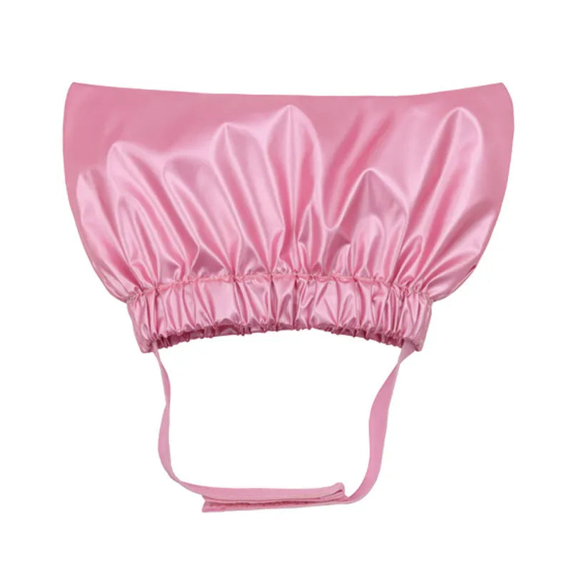 Adjustable waterproof shower cap for pets in silver colour with size options for dogs and cats