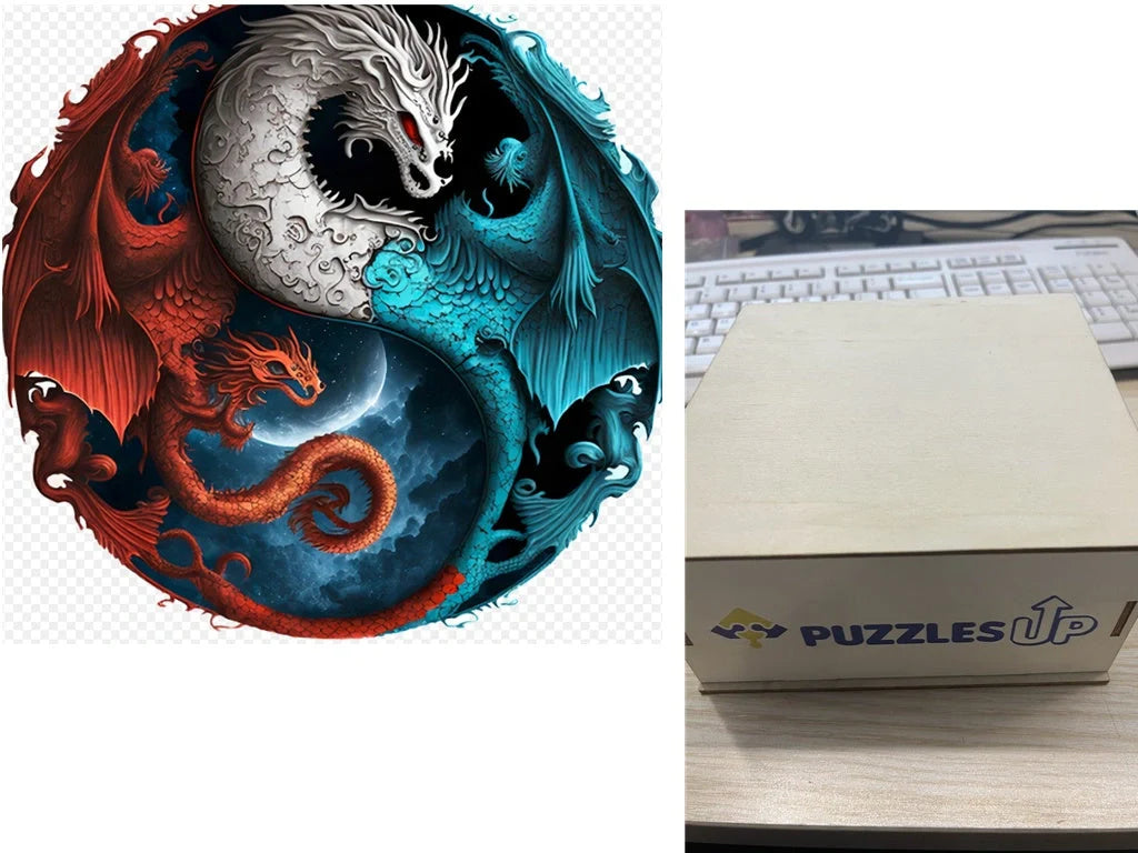 Animal Puzzle Set in A3 size with wooden storage box, vibrant animal designs for educational fun