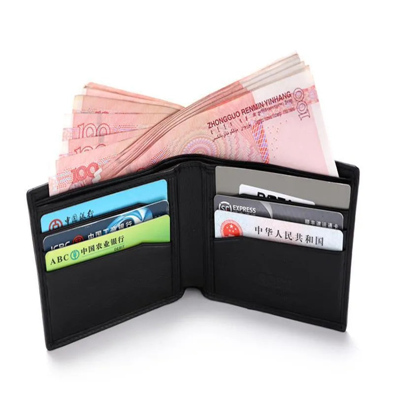 Genuine leather cowhide wallet with pearl fishskin lining in horizontal square design