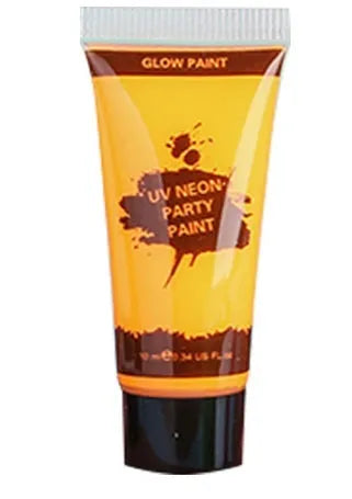 25ml neon face and body paint tubes in red, yellow, green, purple, orange, and pink colours with non-toxic safety
