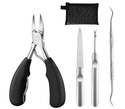 Stainless steel nail clippers set with coloured ABS handles and olecranon dead skin scissors