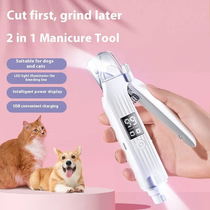HZ8 White model battery-operated dog nail clippers made from ABS plastic.