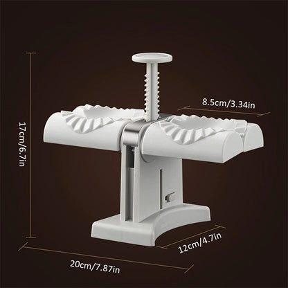 Double head dumpling mould with anti-slip base for efficient kitchen use