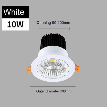 Modern aluminium recessed LED ceiling spotlight with three colour temperature settings shown installed.