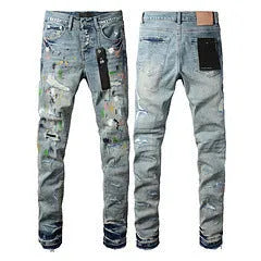 Men's black slim fit stretch skinny jeans with button-fly opening and straight leg design