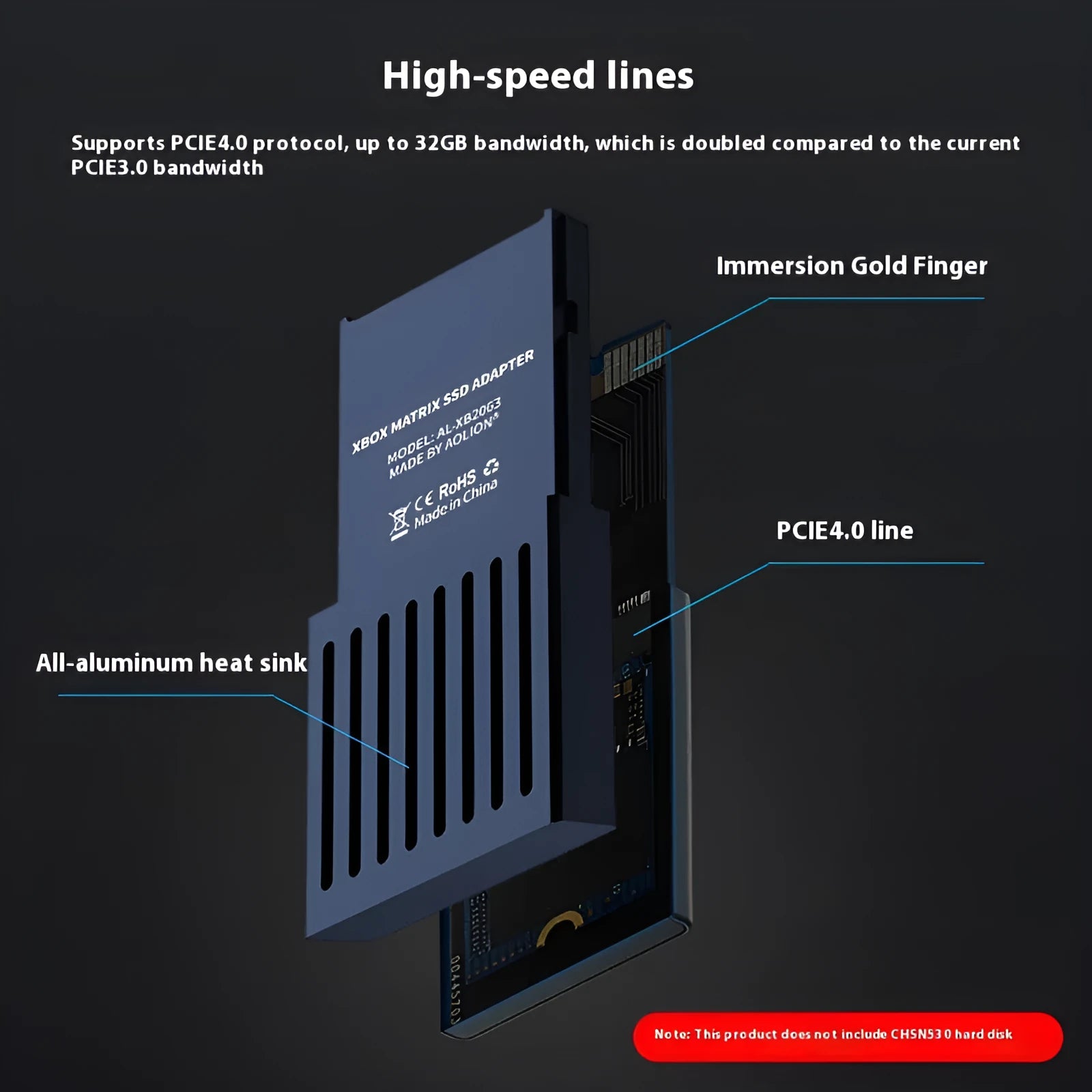 Xbox Series XS hard drive switching box made from aluminium alloy with CFexpress to M.2 SSD converter