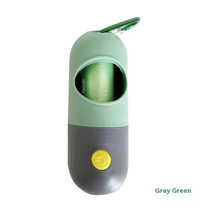 Illuminated pet waste bag dispenser for dogs and cats, available in various stylish colours with or without included garbage bags