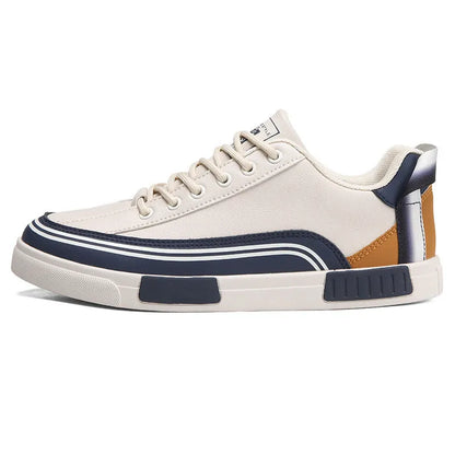 Men's casual canvas shoes with mesh panels in beige, white and green Milan colour