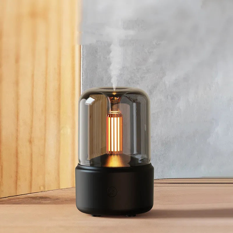 Candlelight aroma diffuser 120ml USB air humidifier with LED night light in beige