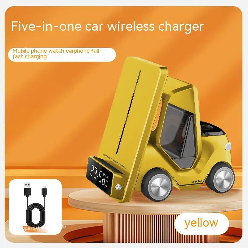 15W three-device wireless charging bracket in grey colour with compact 150x146x75mm dimensions